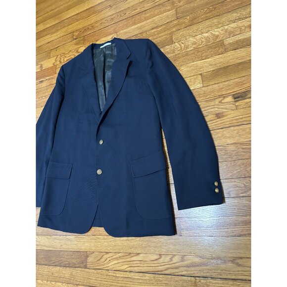 Vintage Orvis Mens Blazer Jacket Size 44L Navy Blue Wool 3 Roll 2 Gold Button - Picture 2 of 11